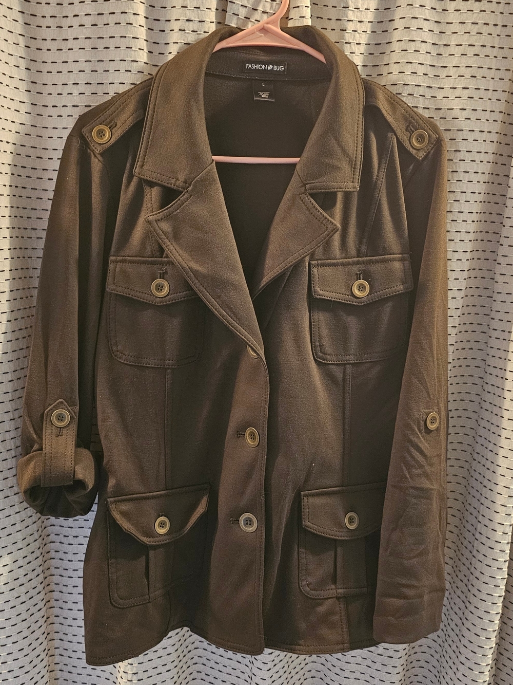 Fashion Bug Army Green Utility Jacket with Button Flap Pockets